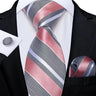 Luxury Blue Striped Polyester Ties for Men 8cm Width Wedding Business Prom Necktie Pocket Square Cufflinks Gift Men Accessories