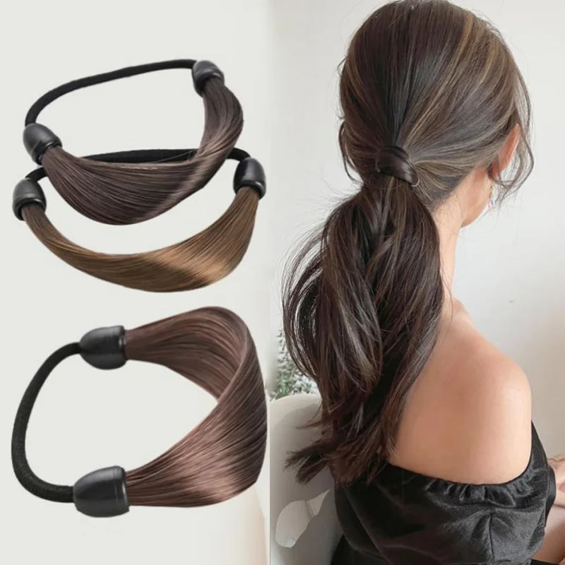 Wig Braided Rubber Band Elastic Hair Rope Tie Head Hair Ring Wig Braid Fixed Hairstyle Elastic Band Extension Ponytail Holder