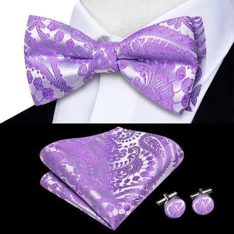 Dropshipping Solid Silk Mens Bow Tie Hanky Cufflinks Set Pre-tied Butterfly Knot Bowtie Wholesale for Male Wedding Business