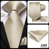 Hi-Tie Designer Dusty Pink Solid Silk Wedding Tie For Men Hankerchief Cufflink Set Gift Men Necktie Fashion Business Party