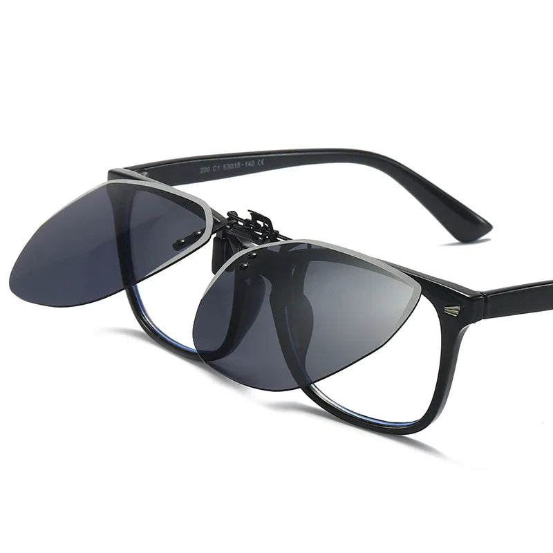 Oversized Polarized Clip-on Sunglasses Men Frameless Filter UV400 Protection Polygon Eyewear Clip Lens Sun Glasses
