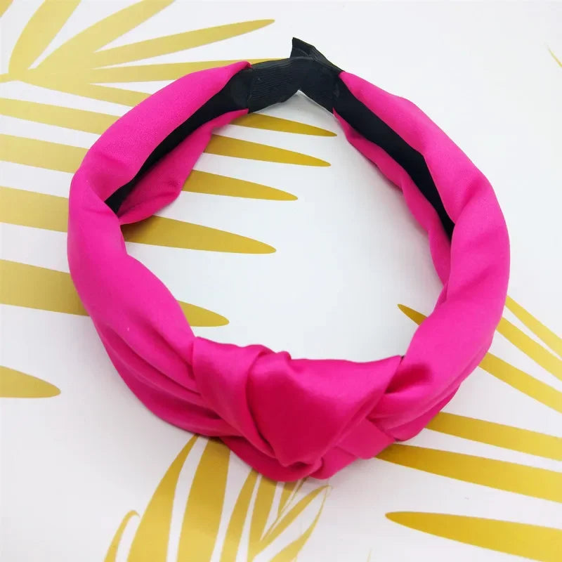 Fashion Top Knot Satin Headbands Wide Fabric Makeup Hairbands for Women Girls Ladies Washing Hair Hoops Bezel Hair Accessories