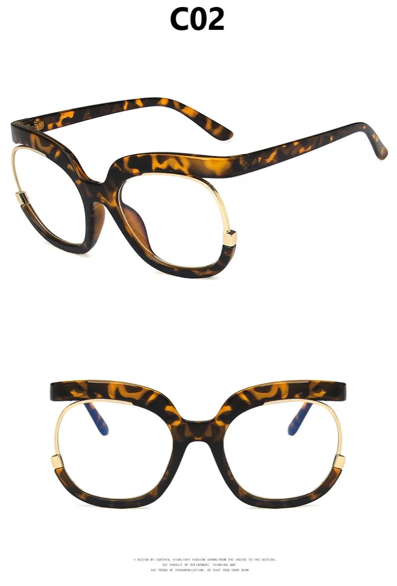 Clear Blue Ray Blocking Eyeglasses Large Glasses Frame Spectacle Frame for Women 2022 Anti-Blue Light Trend Round Eyeglasses