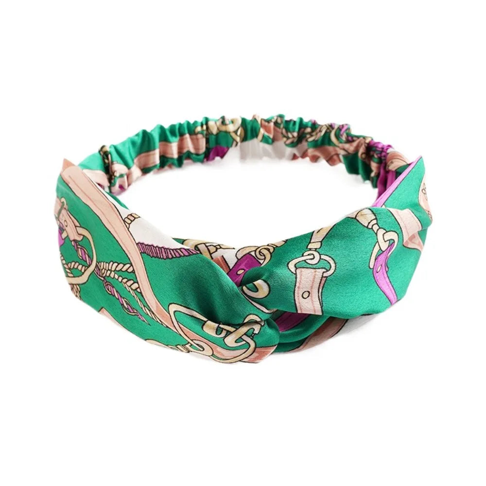 Fashion Headband Non Slip Bohemian Women Headwrap Vintage Cross Elastic Turban Headwear Print Yoga Hair Band Wide Hairband