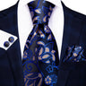 Hi-Tie Black Floral Silk Wedding Tie For Men Handky Cufflink Gift Necktie For Men Fashion Design Business Party Dropshiping