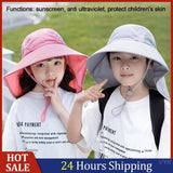 Boys Sunscreen Hat With Large Brim Shawl Versatile Fisherman Hat Hat Childrens Hat Sunscreen Durable Summer Sun Summer