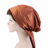 New Women silky satin night sleeping cap head wrap Bowknot Turban Pre Tied Fitted Bandana Chemo cap Nightcap hair loss patients