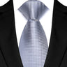 Luxury 8CM Mens Necktie Gray Sliver Color Dot Stripes Solid Tie For Man Groom Jacquard Woven Neck Tie For Business Wedding Party