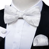 Classic Black Men Bow Ties 100% Silk Bowties Butterfly Pocket Square Cufflinks Set Suit Paisley Gold Pre-Tied Bow Tie DiBanGu
