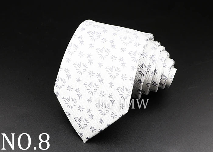 Leisure Men's Striped Tie 8cm Floral Paisley Brown Grey Necktie Business Daily Wear Cravat Wedding Party Collar Accessories Gift