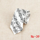 Classic Fashion Men's Skinny Tie Colorful Musical Notes Printed Piano Guitar Polyester 5cm Width Necktie Party Gift Accessory