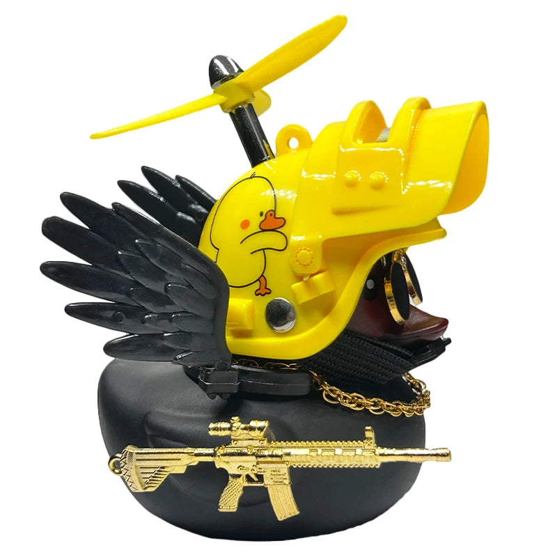 Car Duck Auto Interior Decoration Car Ornaments Rubber Duck With Helmet Bicycle Road Bike Motor Kids Toy Bike Accessories