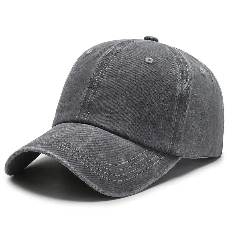 Hat Men's Washed Coated Baseball Cap Color Tile Korean Version Simple Dome Cap Solid Color Sports Sun Hat