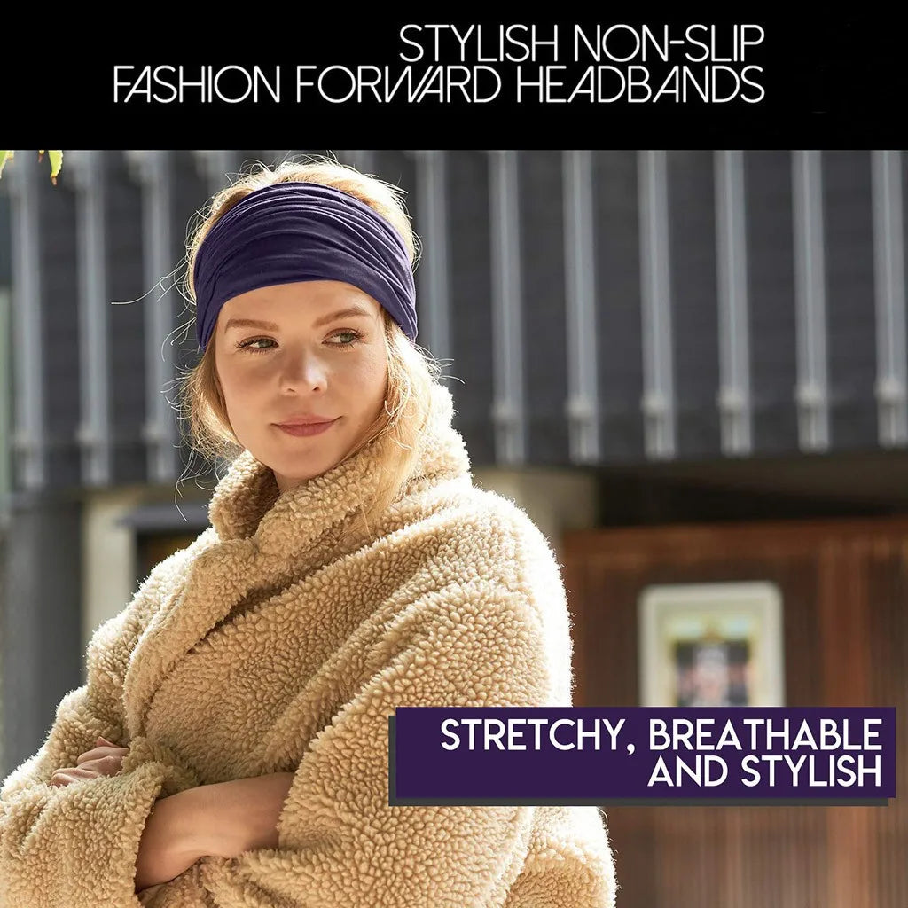 Wide Elastic Headband Hairband Pilates Yoga Fitness Running Cycling Sweatband Turban Makeup Hair Hoop Makeup Headwrap For Women