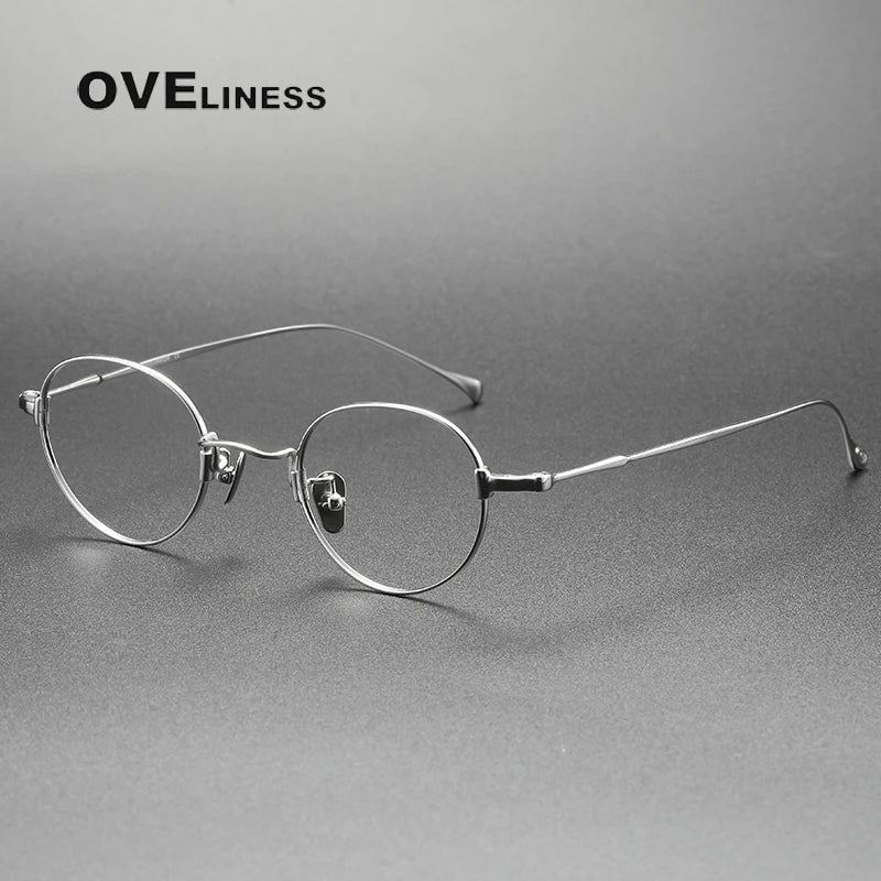 Pure Titanium Glasses Frame Men Women Vintage Round Brand Design Eyeglasses Frames New Titan Eyewear High Quality Spectacles