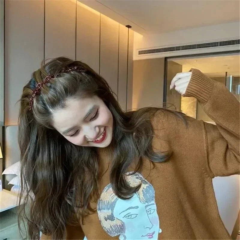 New Double Band Headbands for Women Hairstyle Fashion Non-Slip Hair Bands with Clips  Bezel Hair Hoop Hair Headwear 머리띠
