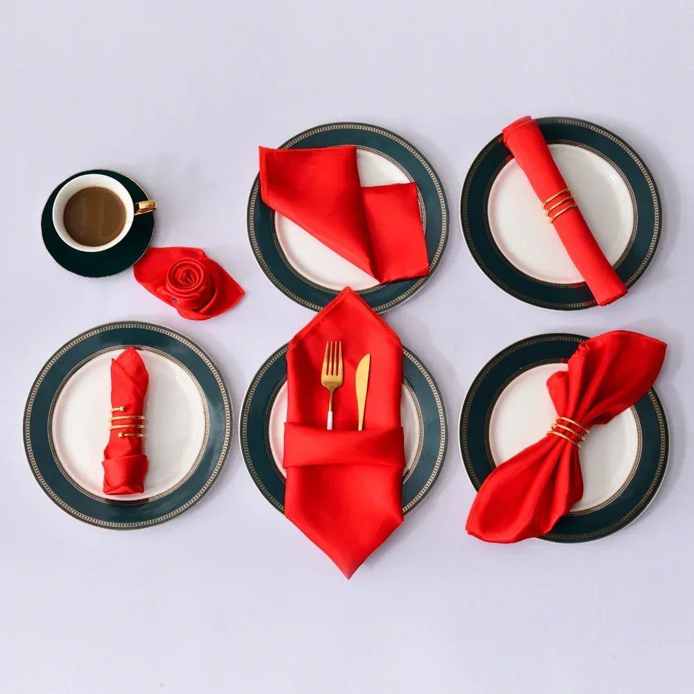 12Pcs 30X30cm Satin Table Napkin Soft Handkerchief Romantic Wedding Banquet Square Table Napkins Dinner Party Decoration