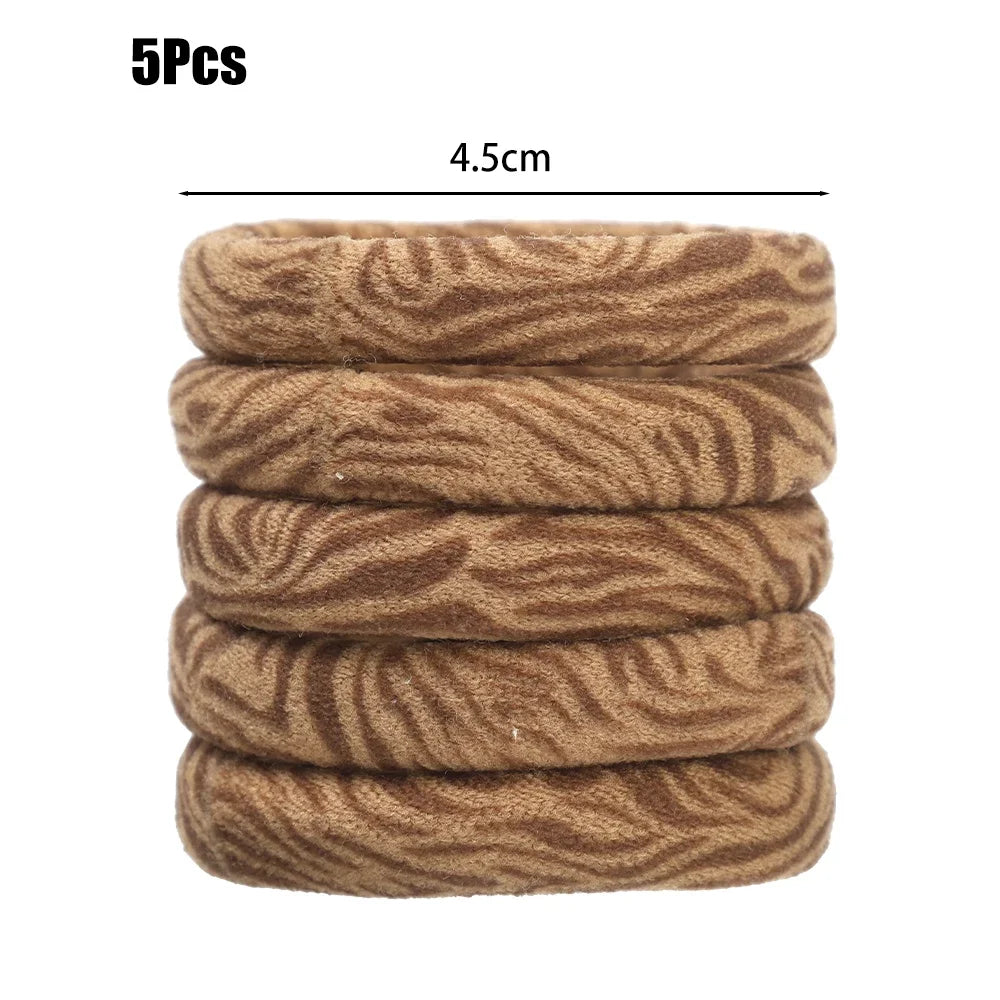 5pcs Leopard Print High Elastic Hair Ties Scrunchie Ties High Elasticity Ponytail Holder Women Girls Hair Rings Rope Accessories