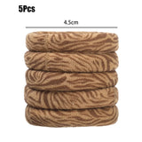 5pcs Leopard Print High Elastic Hair Ties Scrunchie Ties High Elasticity Ponytail Holder Women Girls Hair Rings Rope Accessories