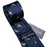 New Arrival Men's Ties Set Dinosaur Pattern Navy Gold Mens Wedding Necktie 8.5cm Necktie Business Silk Ties For Men Gift FA-5191