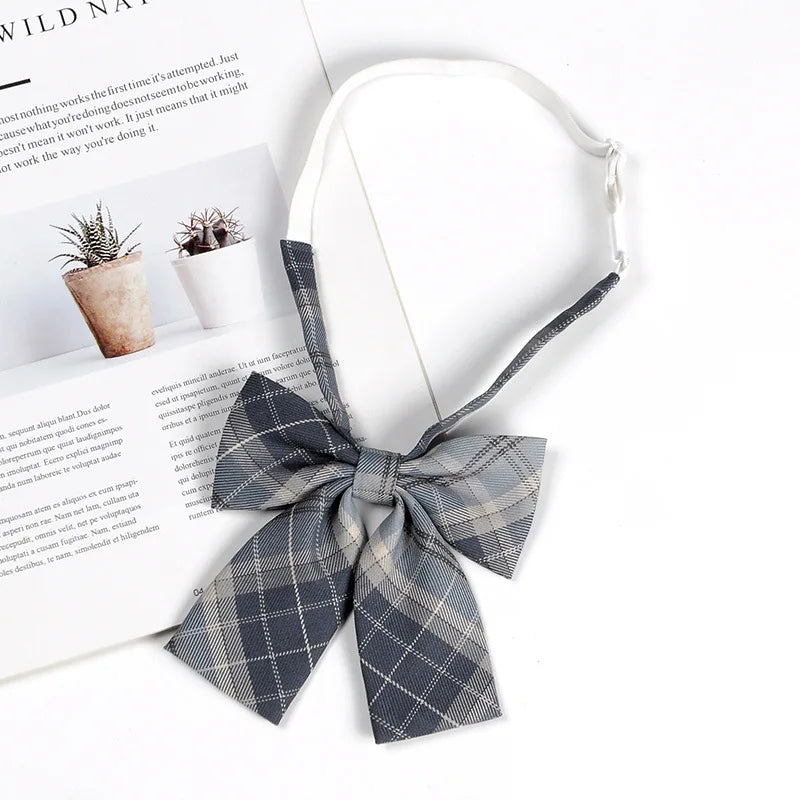 Fashion JK Bowtie Women College Student Collar Tie Cotton Plaid Bowknot Lolita Girls Adjustable Butterfly Anime Cosplay Cravat