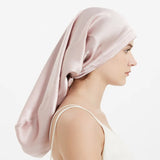 100% Mulberry Silk Sleep Cap for Long & Curly Hair Nightcap with Adjustable Hair Wrap for Woman