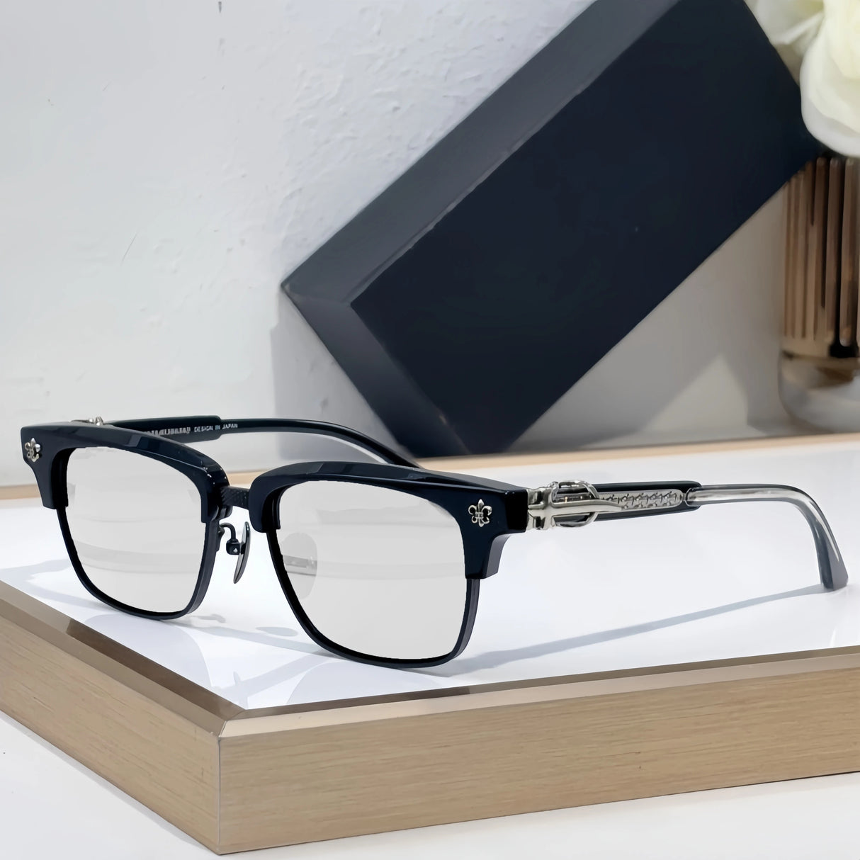 Popular Sunglasses Titanium Acetate Fashion Eyeglasse Frame Men Square Retro High Quality Women Luxury Brand Designer Glasses