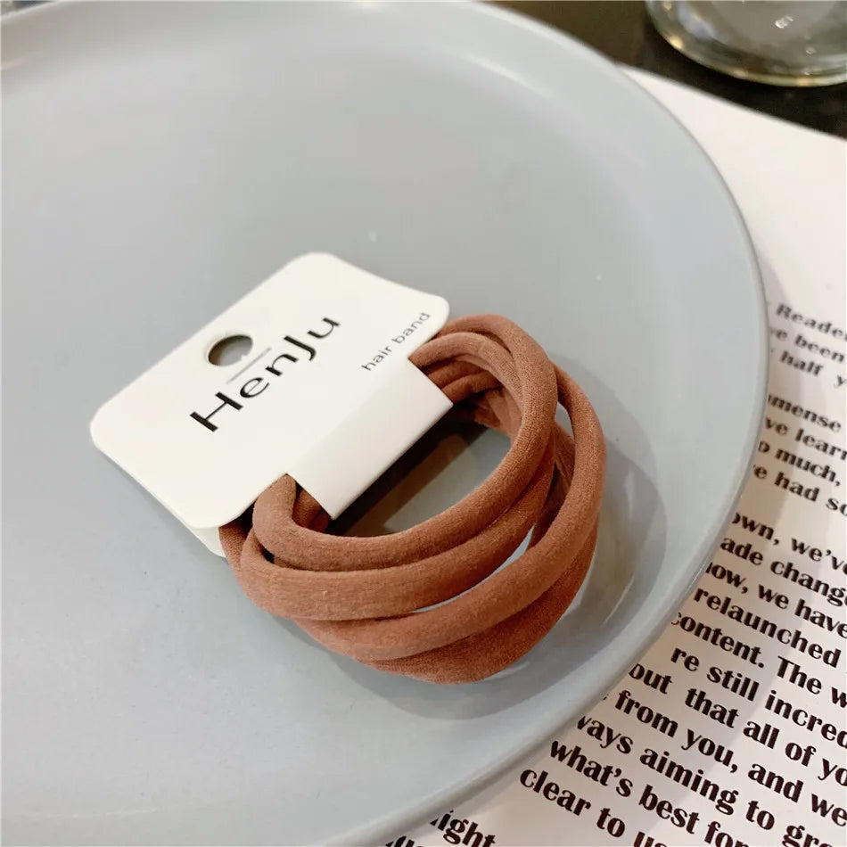 6Pcs/Lot Elastic Hair Bands Women Hair Rubber Band Elegant High Elasticity Solid Color Girls Elastic Hair Bands Hair Accessories