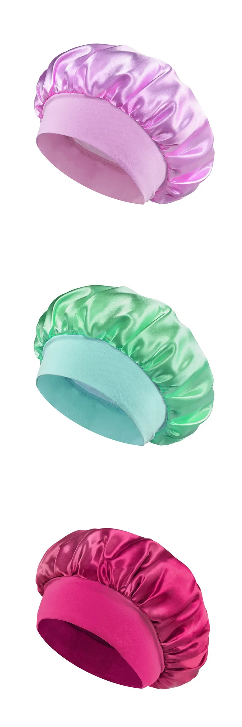 Unisex Head Wrap Elastic Band Cap for Brimmed Night Hat Bath Cap Extra Large Satin Silky Bonnet Sleep with Premium Elastic Band