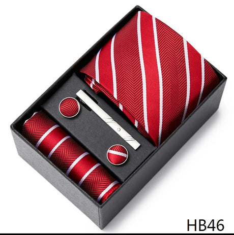 Gravatas For Men Luxury  Tie Hanky Pocket Squares Cufflink Set Necktie Box Male Brown April Fool's Day