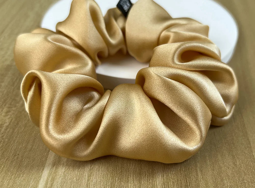 100% Mulberry Silk Hair Scrunchies Elastic Rubber Band Hair Ties Big Large Gum Ropes Ponytail Holders for Women Girls 19 Momme