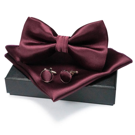 EASTEPIC Men's Bow Tie Sets Including Cufflinks and Handkerchieves Bow Ties with Adjustable Straps for Formal Occasions