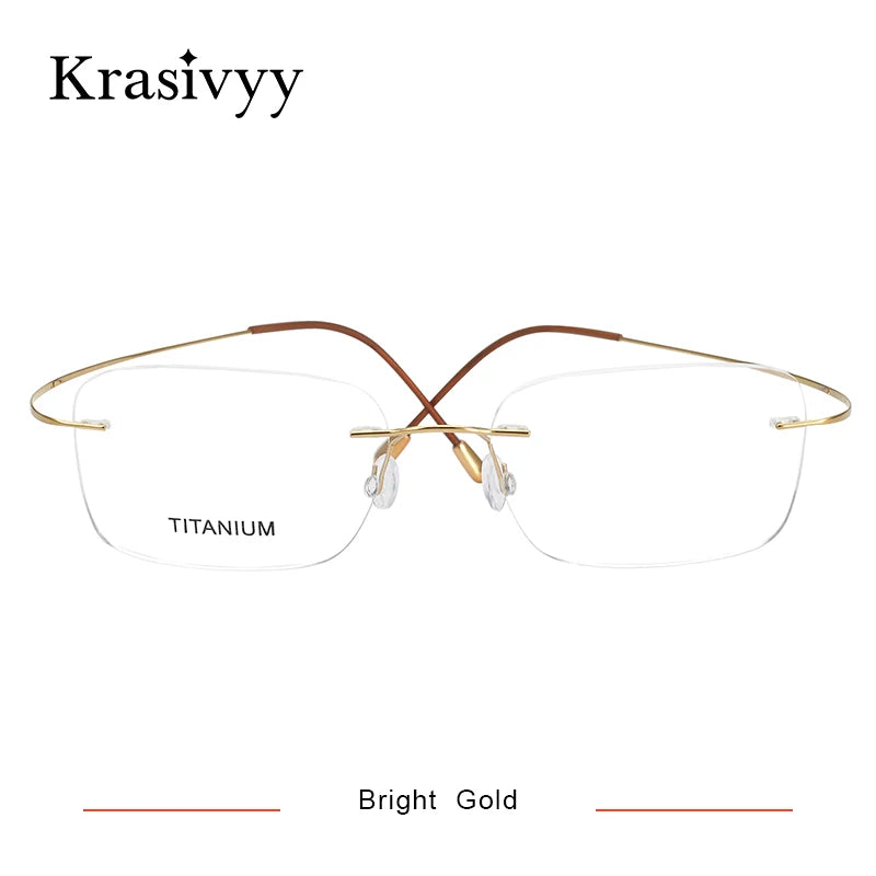 Krasivyy Pure Titanium Rimless Glasses Frame Men Prescription Eyeglasses Germany Women Myopia Optical Frame Screwless Eyewear
