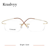 Krasivyy Pure Titanium Rimless Glasses Frame Men Prescription Eyeglasses Germany Women Myopia Optical Frame Screwless Eyewear