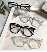 3 pieces of blue light blocking glasses - fashionable square fake glasses, anti radiation computer gaming glasses, sunglasses