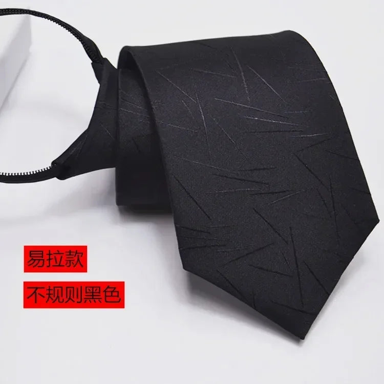 Mens Ties Casual Zipper Neck Ties Professional Formal Shirt Convenient Lazy Zip Tie Striped Business Arrow Ties