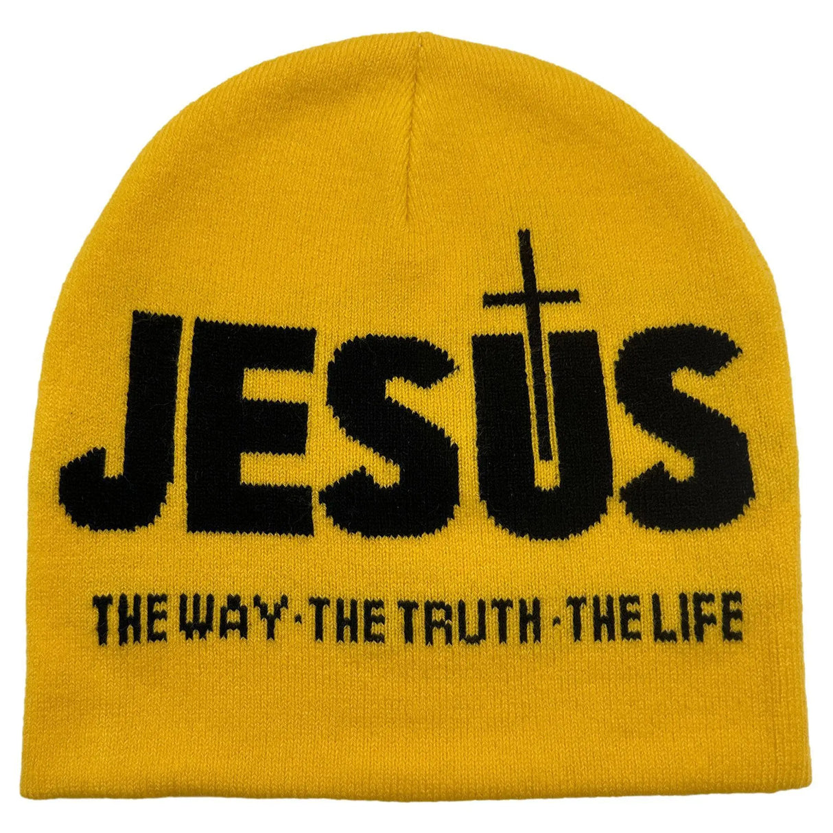 Knitted "JEsUs" letter inlaid bean hat, men's and women's warm winter casual hat, daily wear and outdoor activities