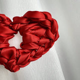 HANGZHI Red Handmade Crafted Satin Heart Hair Bands Simple Personalized Hair Accessories for Women Unique Exaggerated Headbands