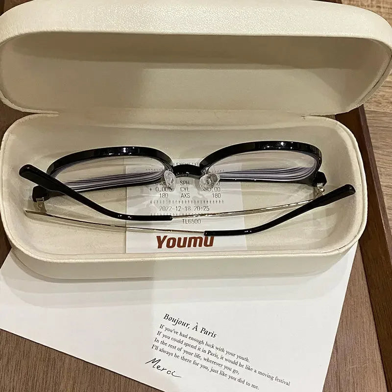 0 ~ -6.0 Myopia Glasses  Blue Light Resistant Flat Glasses Oval Resin Lenses Men Computer Optical Eyeglasses Unisex