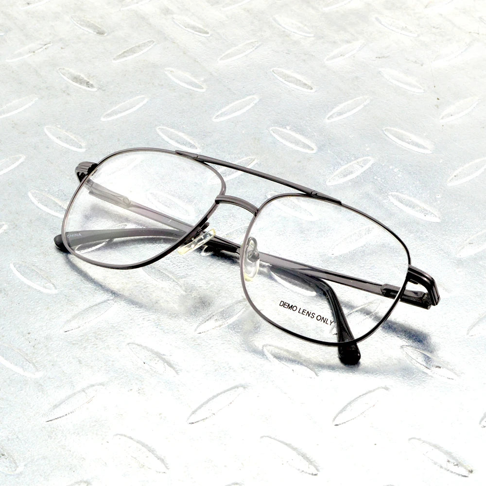 Titanium Alloy Double Bridge Grey Pilot Men Optical Glasses Frame Eyeglasses Eyeframe Eyewear
