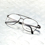 Titanium Alloy Double Bridge Grey Pilot Men Optical Glasses Frame Eyeglasses Eyeframe Eyewear