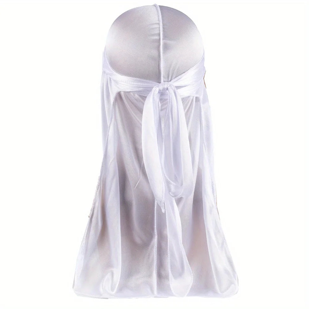 Men's Silk Durag Bonnet Bandana Silky Du Rag Doo Rag Long Tail Waves Cap