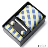 Gravatas For Men Luxury  Tie Hanky Pocket Squares Cufflink Set Necktie Box Male Brown April Fool's Day