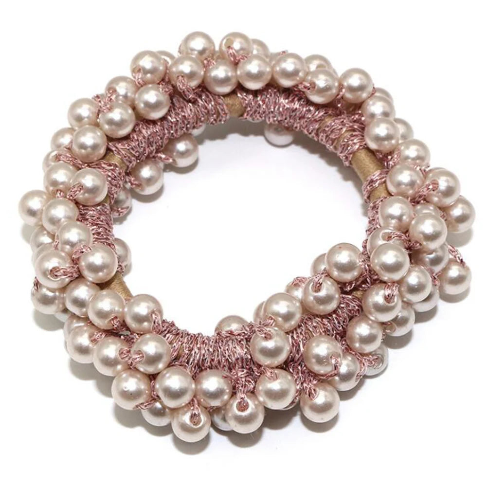 Pearls Beads Hair Ties Elastic Hair Bands For women Hair Rope Scrunchies Ponytail Holders Rubber Hair Accessories
