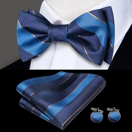 Dropshipping Jacquard Silk Mens Self Bow Tie Hanky Cufflinks Set Male Butterfly Knot Bowtie Wholesale for Male Wedding Business