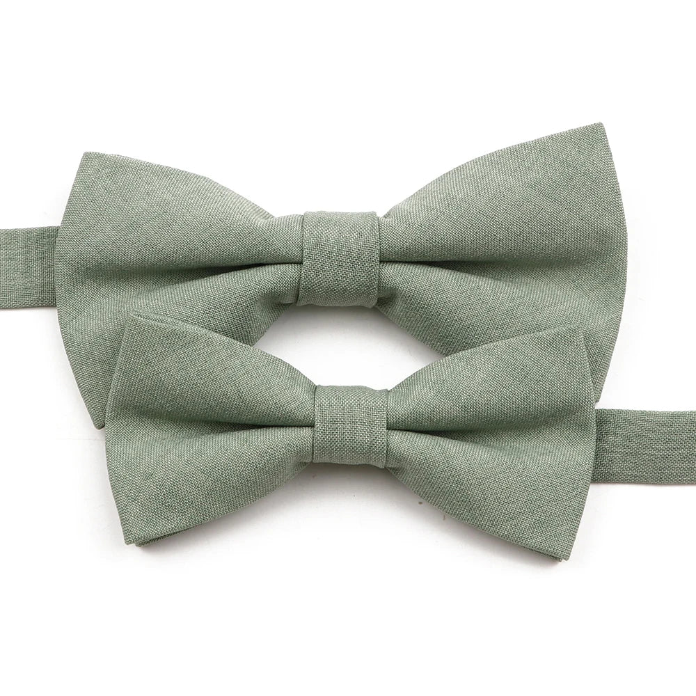 High Quality Mens Solid Color Bowtie Set For Men Children Wedding Party Dinner Accessory Pink Orange Father-son Bow Tie Gift