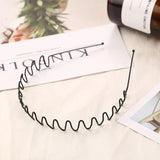 Black Metal Wavy Headband Men Women's Hair Band Head Hoops Bands Headwear Sport Headbands Hairband Bangs Holder Hair Accessories