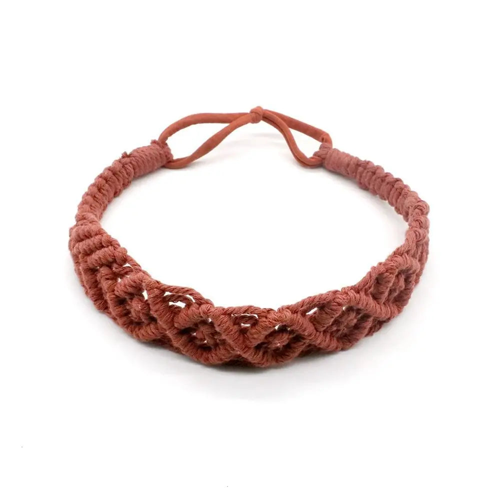 Braided Rope Headwrap Small Daisy Elastic Hair Band Turban Women Hair Scarf Crochet Bandana Macrame Hair Band Bohemian Headband