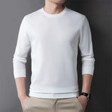 2024 Men's Casual Fashion Long Sleeved Round Neck T-shirt Waffle Comfortable Top