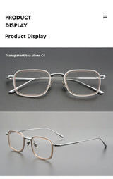 TFTB Retro All Pure Titanium Men's Glasses Luxury Square Small Framework Ultralight Optical Prescription Eyeglasses Frame 142mm